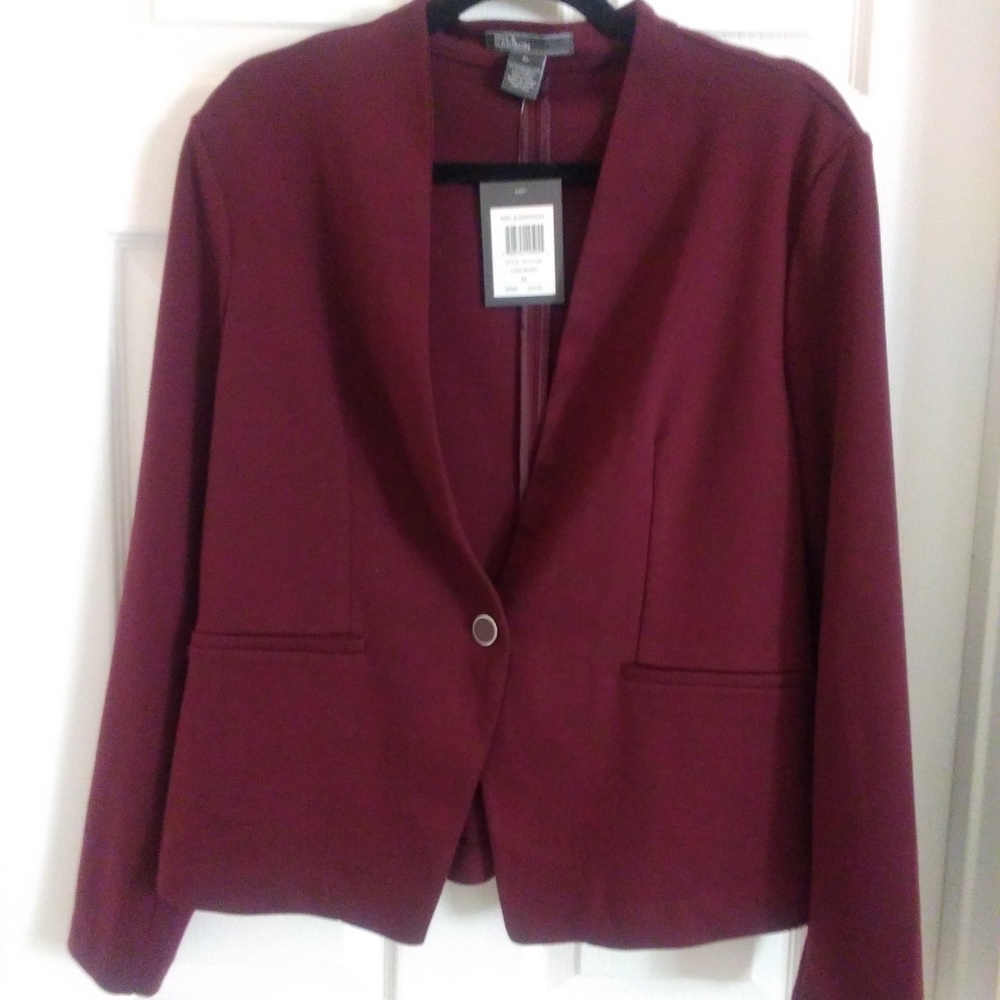 89th and Madison Blazer Burgundy Size XL
